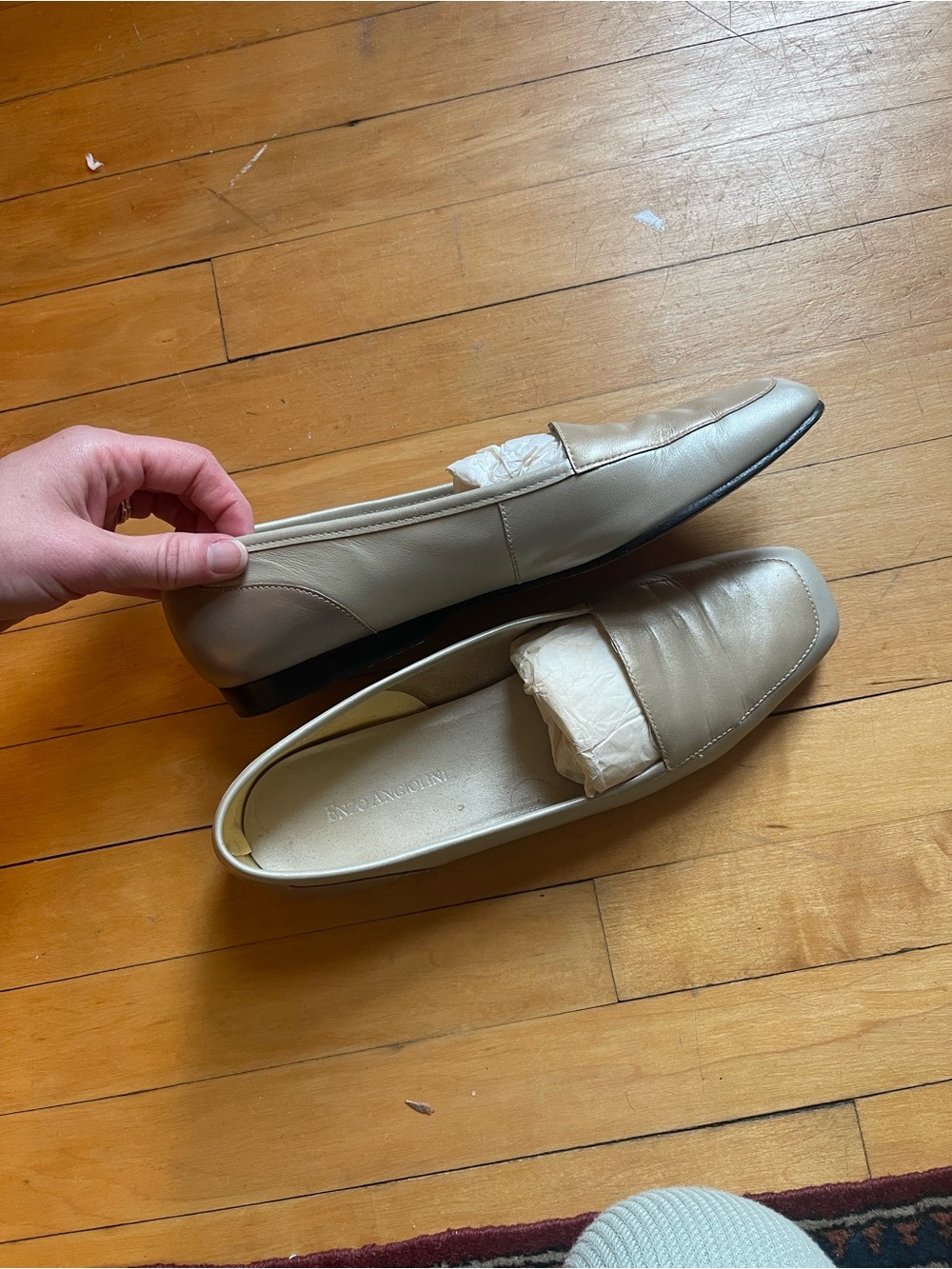 Enzo Angiolini Metallic Champagne Loafers